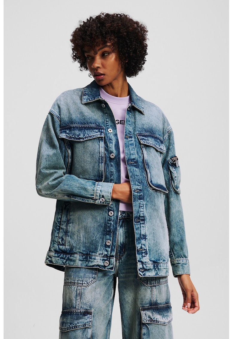 Jacheta supradimensionata din denim cu buzunare