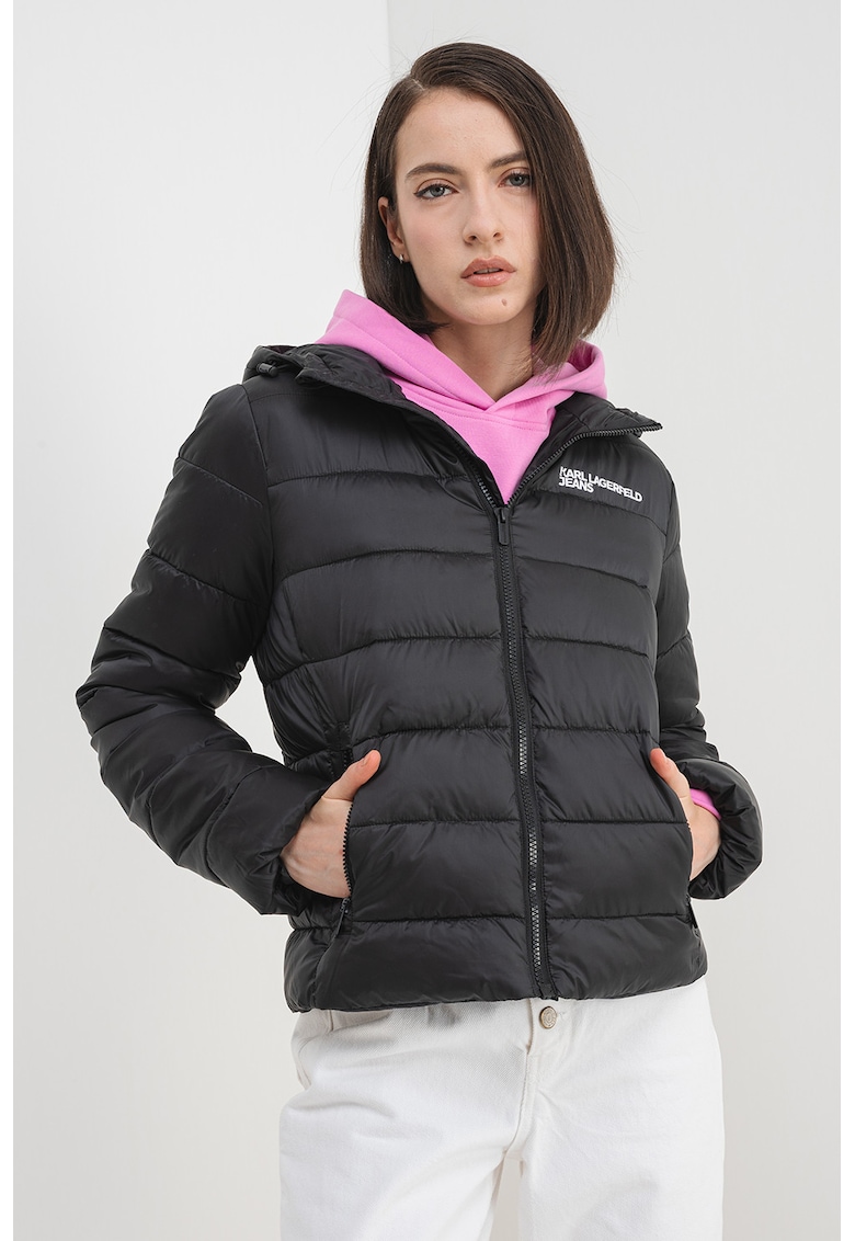 Geaca matlasata cu buzunare laterale - Negru