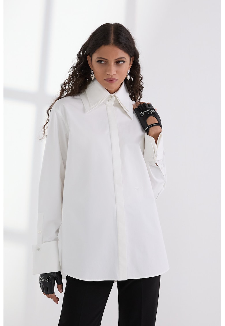 Camasa supradimensionata cu guler ascutit - Alb optic