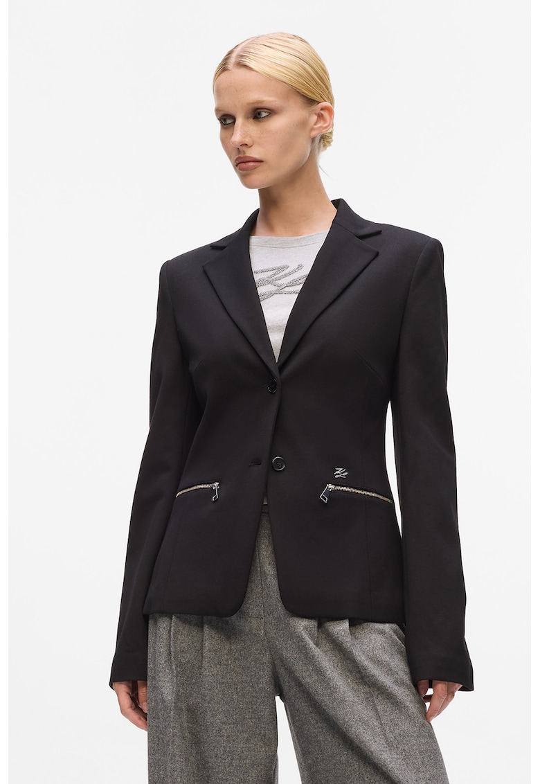 Sacou cu revere decupate - Negru