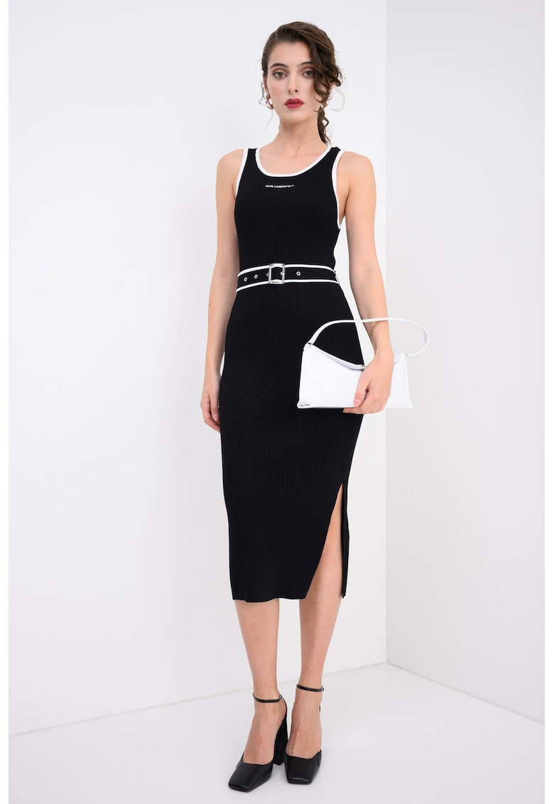 Rochie midi cu accente contrastante