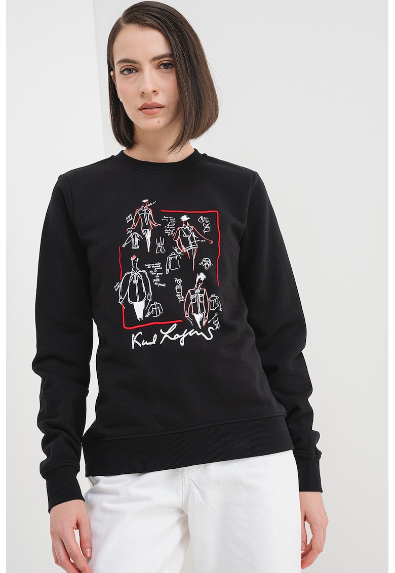 Bluza de trening cu imprimeu si broderie logo