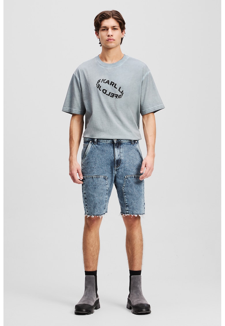 Bermude din denim cu terminatie nefinisata