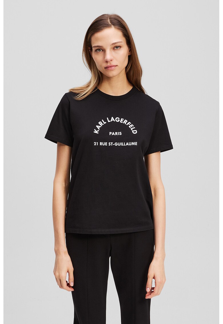 Tricou din bumbac organic cu imprimeu - Negru