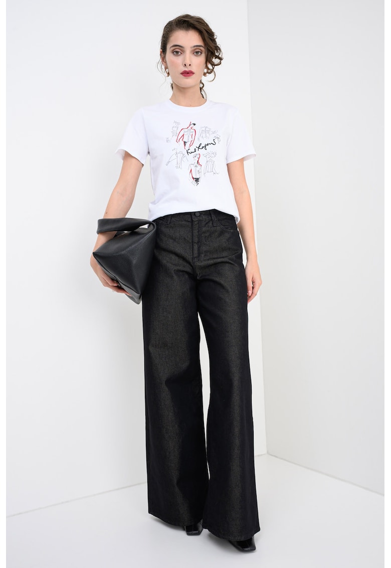 Tricou din bumbac organic cu imprimeu grafic - Rosu/Alb