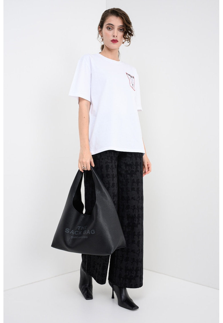 Tricou din bumbac organic cu imprimeu pe partea din fata si pe partea din spate