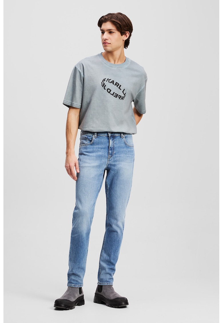 Blugi slim-fit cu aspect decolorat