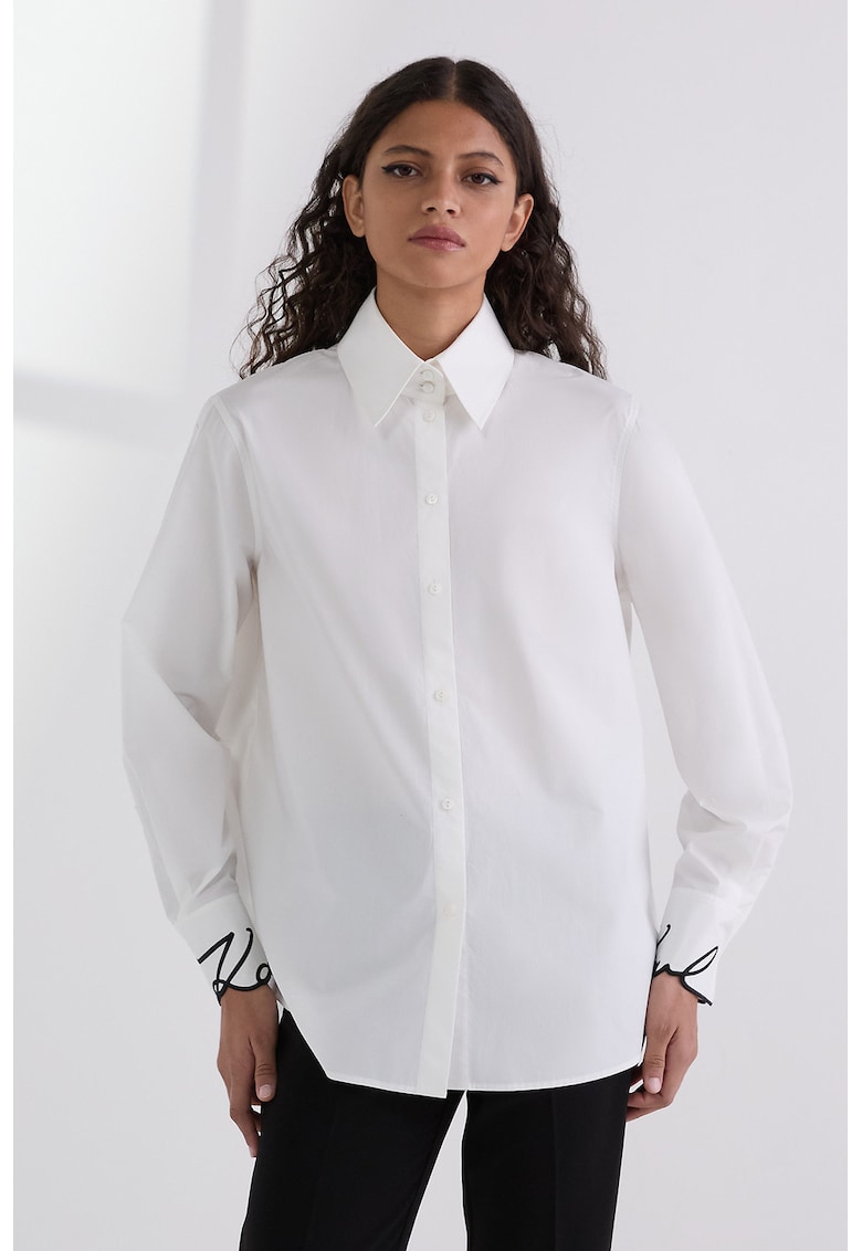 Camasa cu mansete brodate cu logo - Alb optic