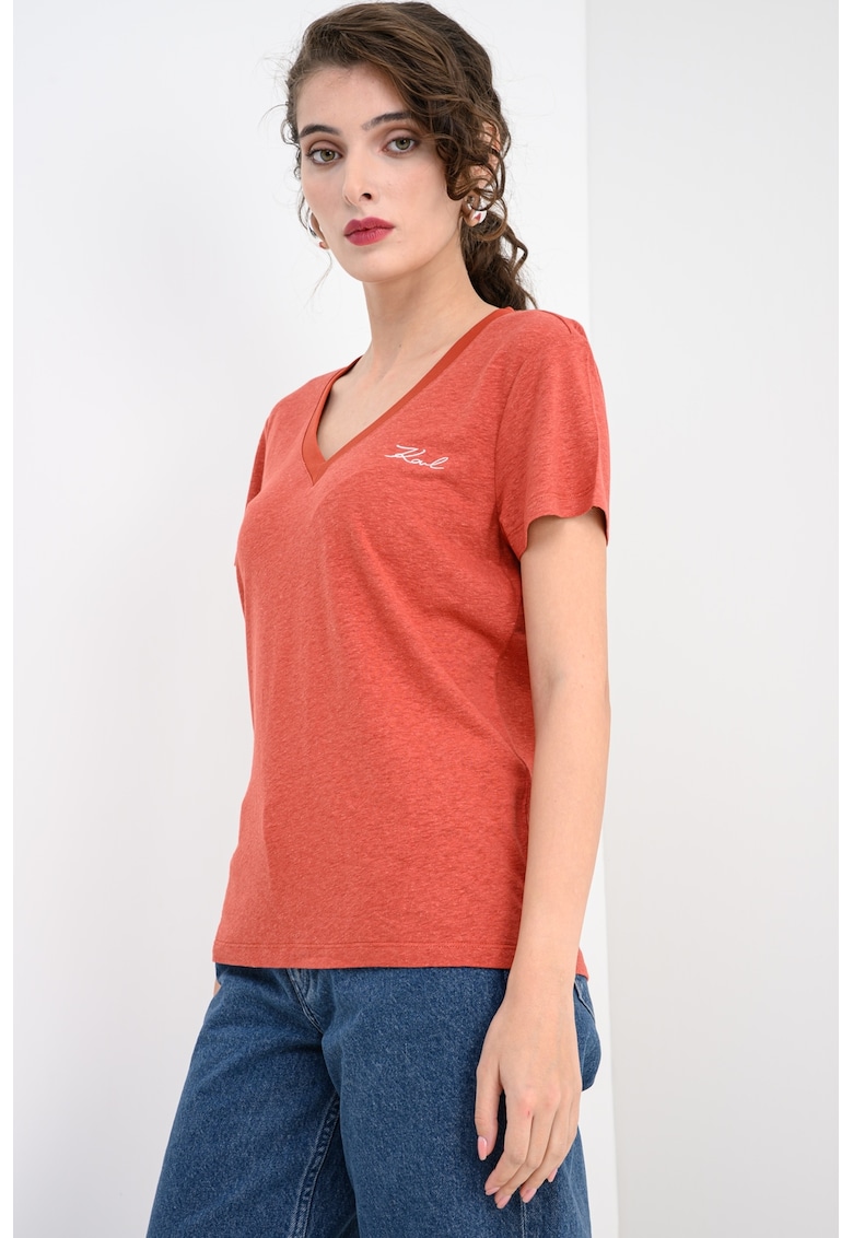 Tricou din amestec de in cu logo