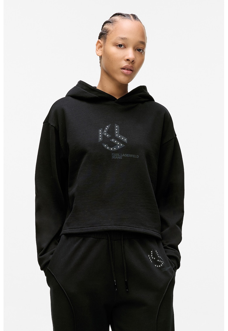 Hanorac crop cu imprimeu logo