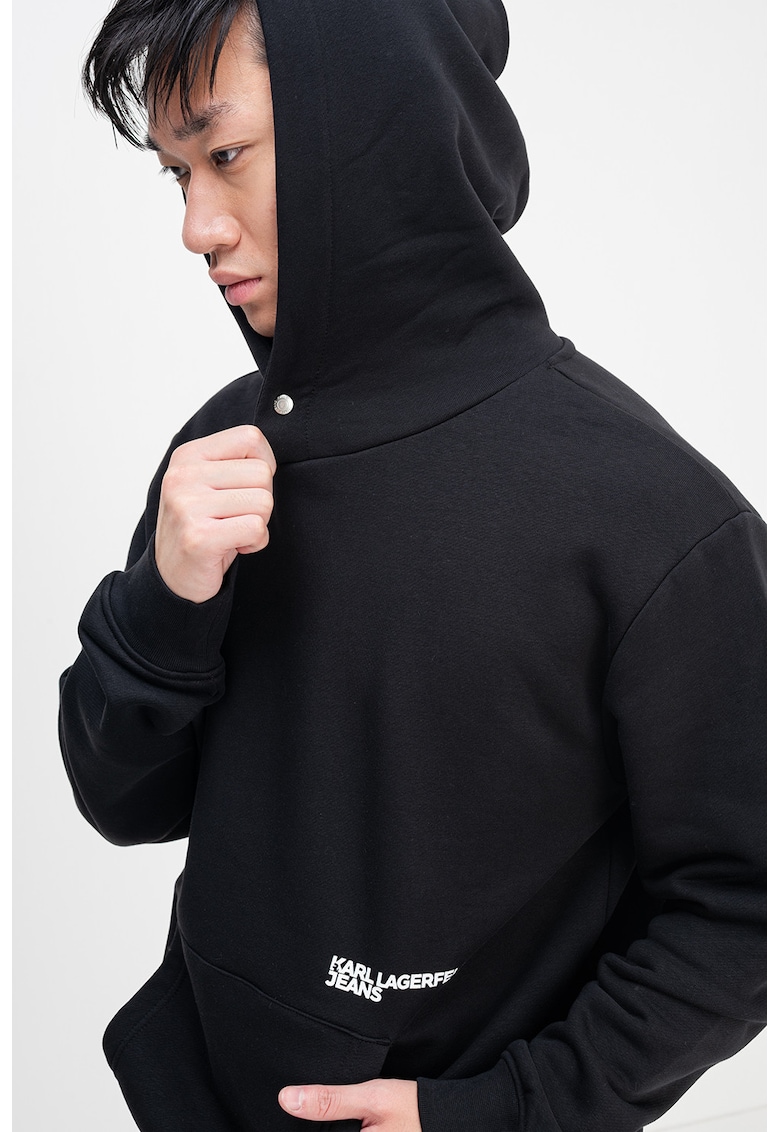 Hanorac din amestec de bumbac organic cu imprimeu logo