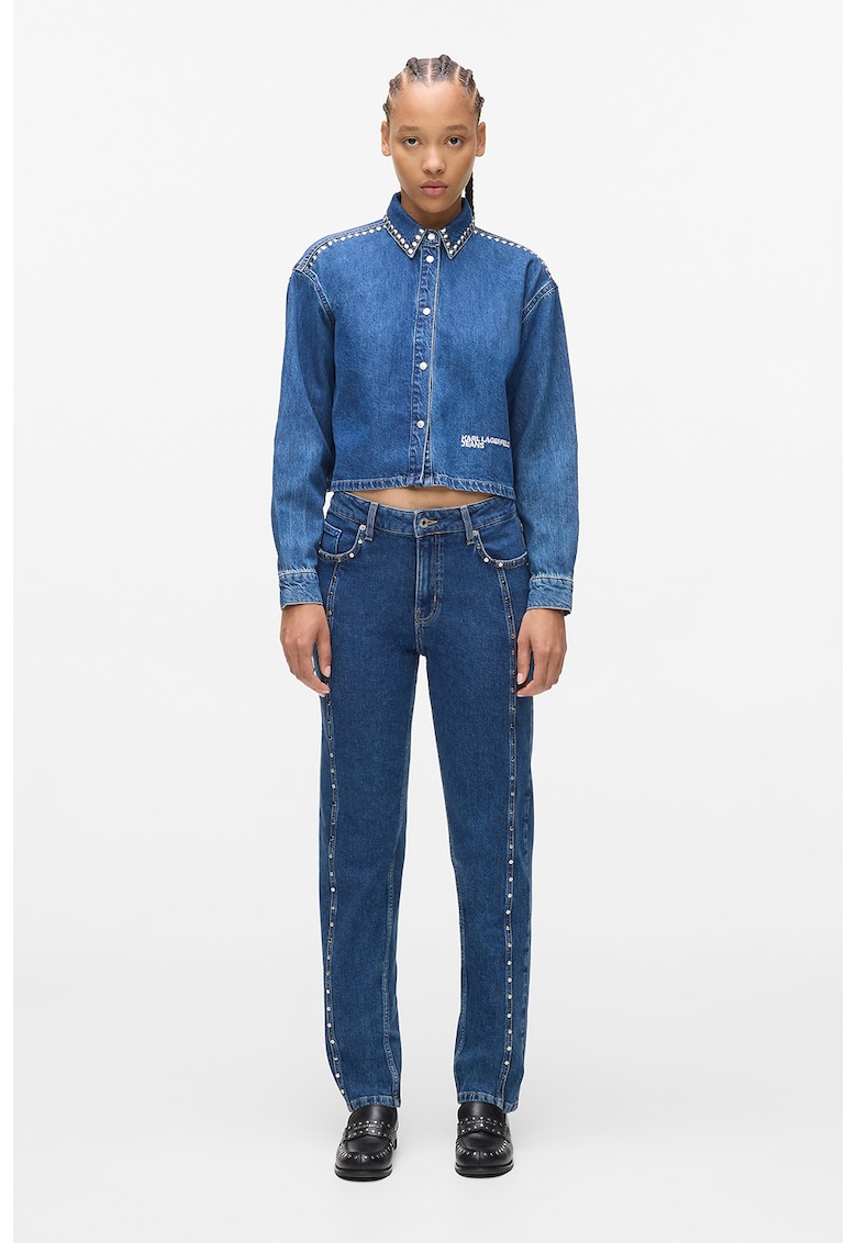 Blugi drepti cu aplicatii cu nituri