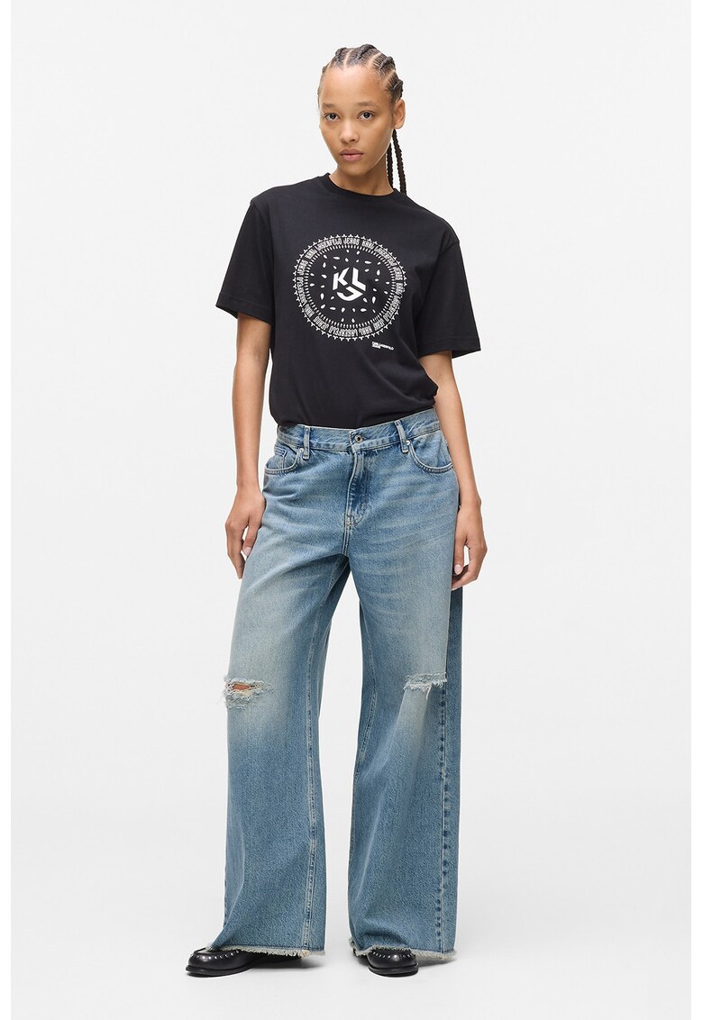 Blugi evazati cu talie medie - Albastru deschis