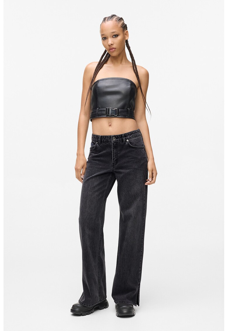 Blugi din bumbac organic cu talie medie