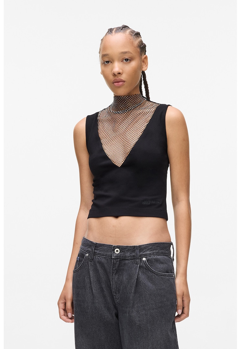 Top crop cu segment din plasa