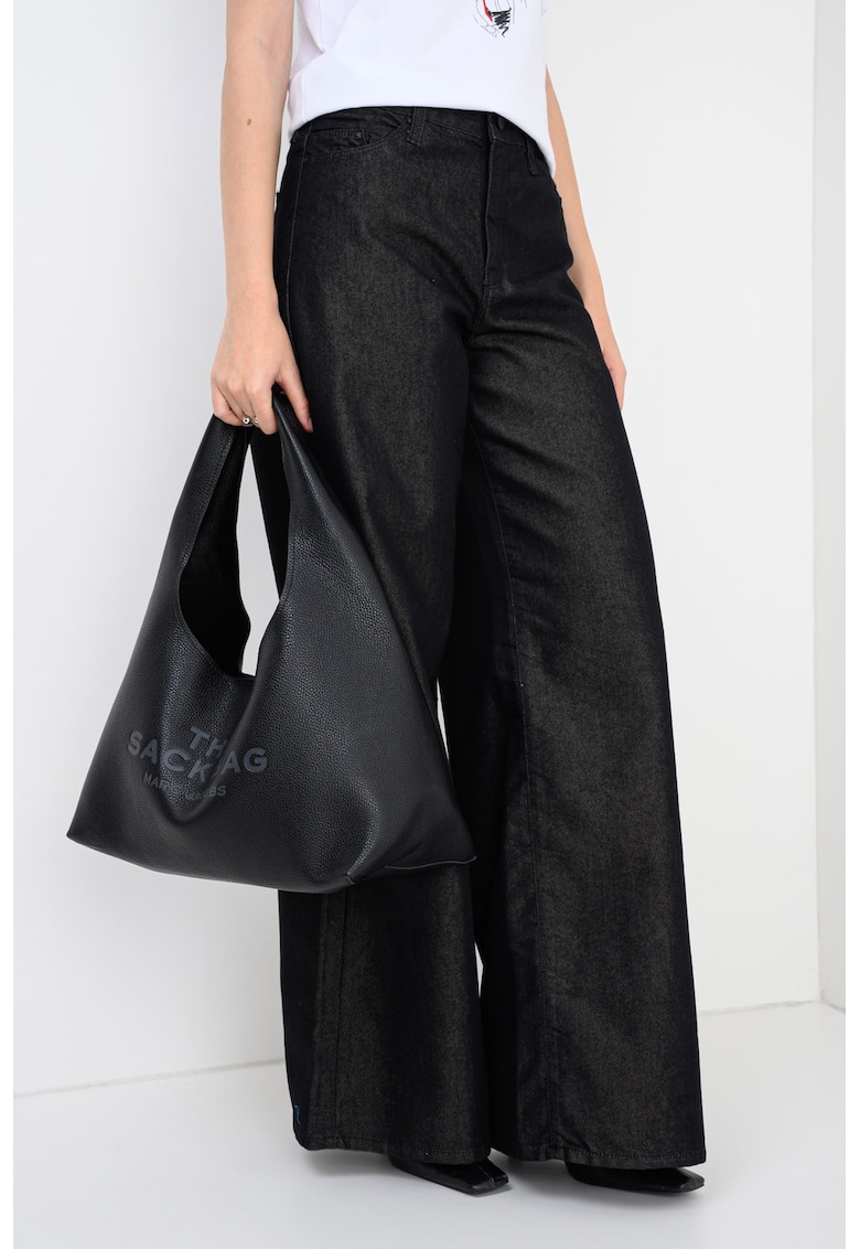 Blugi cu croiala ampla si talie medie - Negru