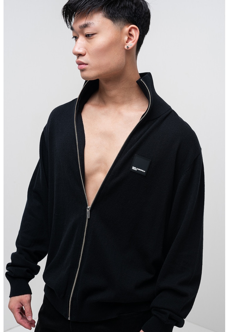 Cardigan din amestec de lana cu fermoar