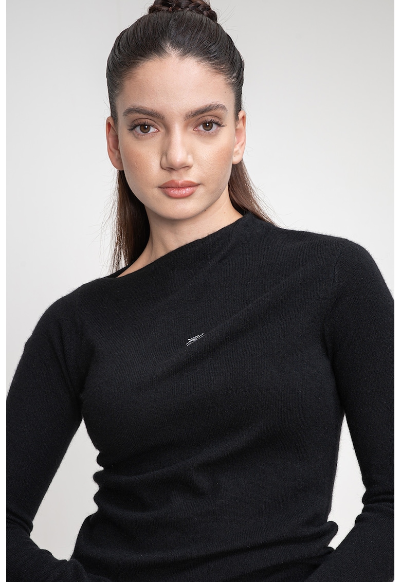 Pulover tricotat fin din casmir - Negru