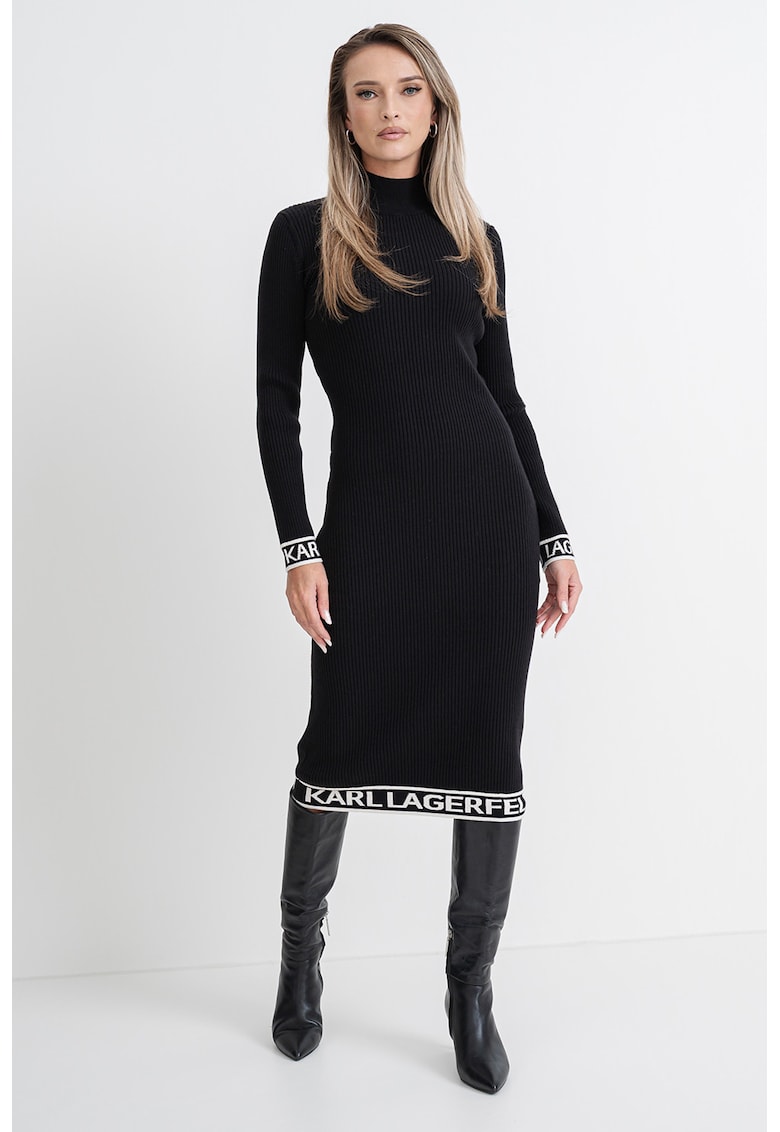 Rochie midi striata cu banda logo