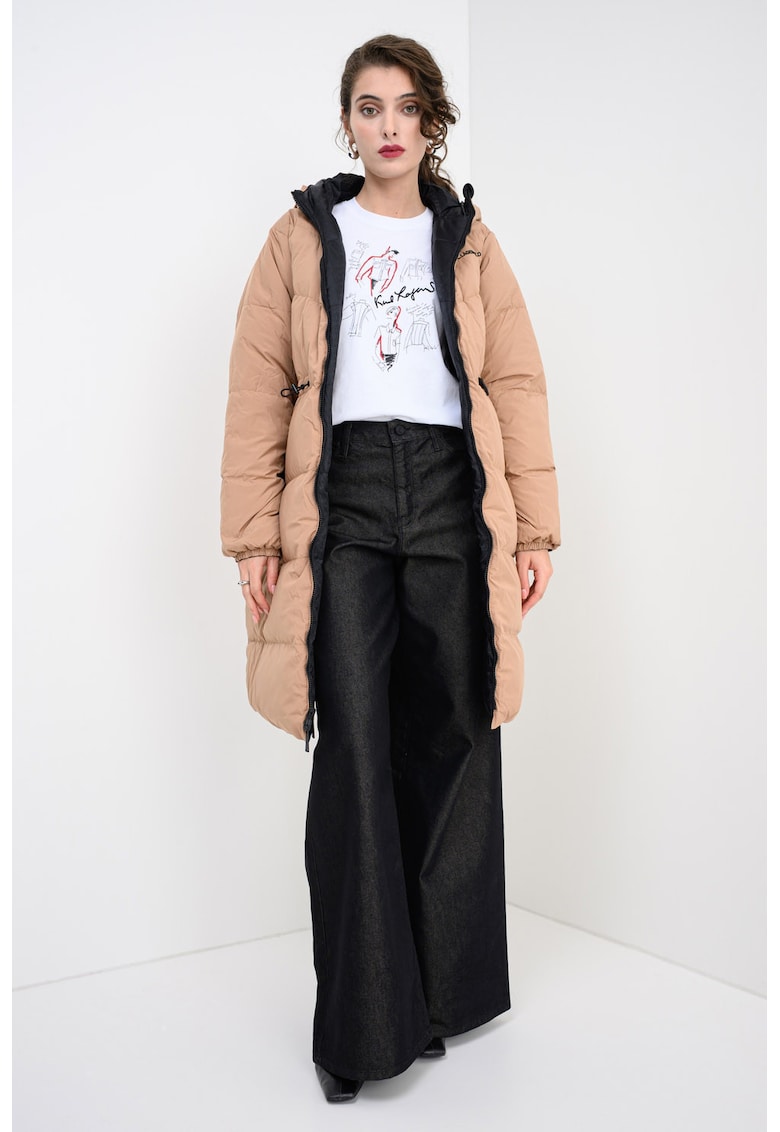 Jacheta lunga cu aspect pufos si model reversibil