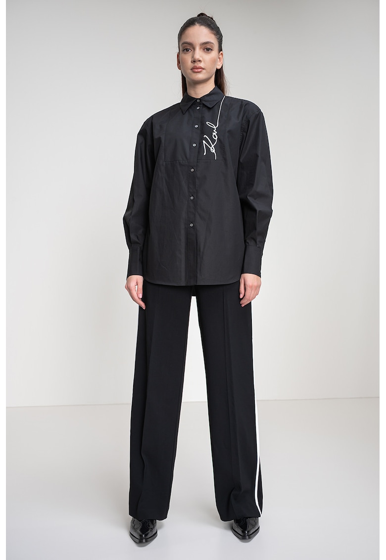 Camasa supradimensionata cu logo - Negru