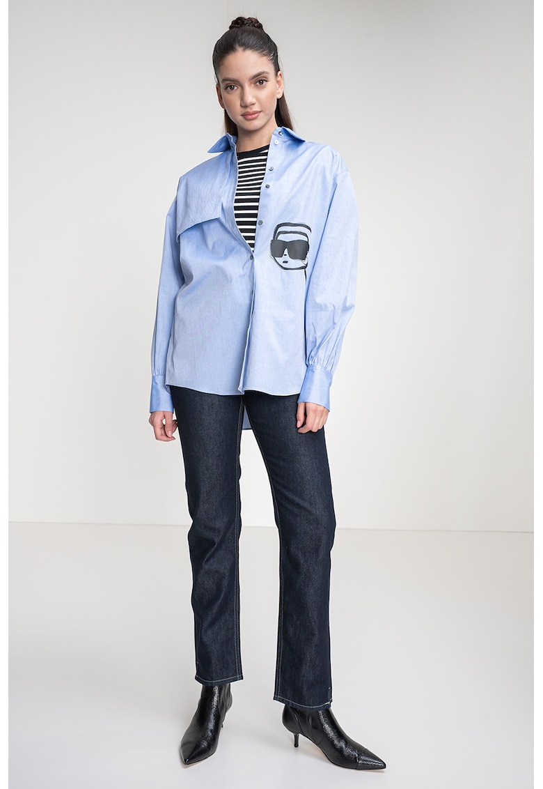 Camasa supradimensionata cu maneci lungi Ikon KArl - Negru/Albastru deschis