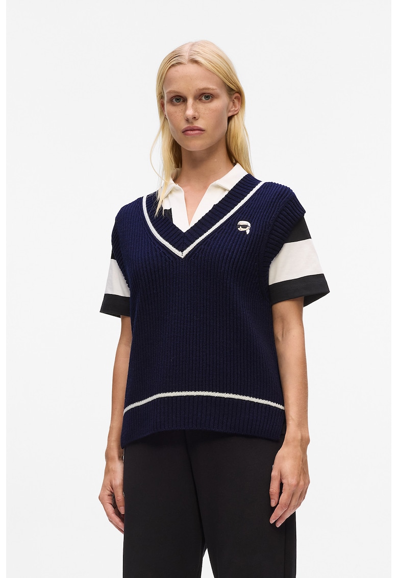 Vesta-pulover lejera cu decolteu in V