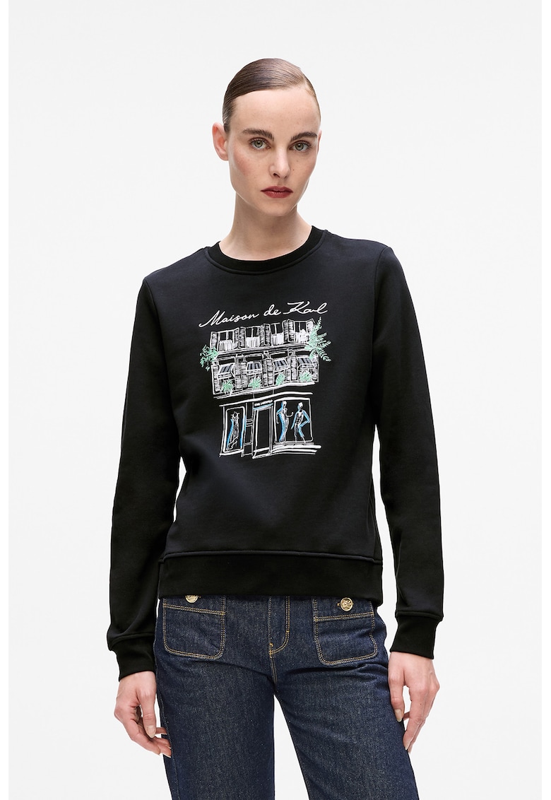 Bluza de trening cu decolteu la baza gatului si imprimeu