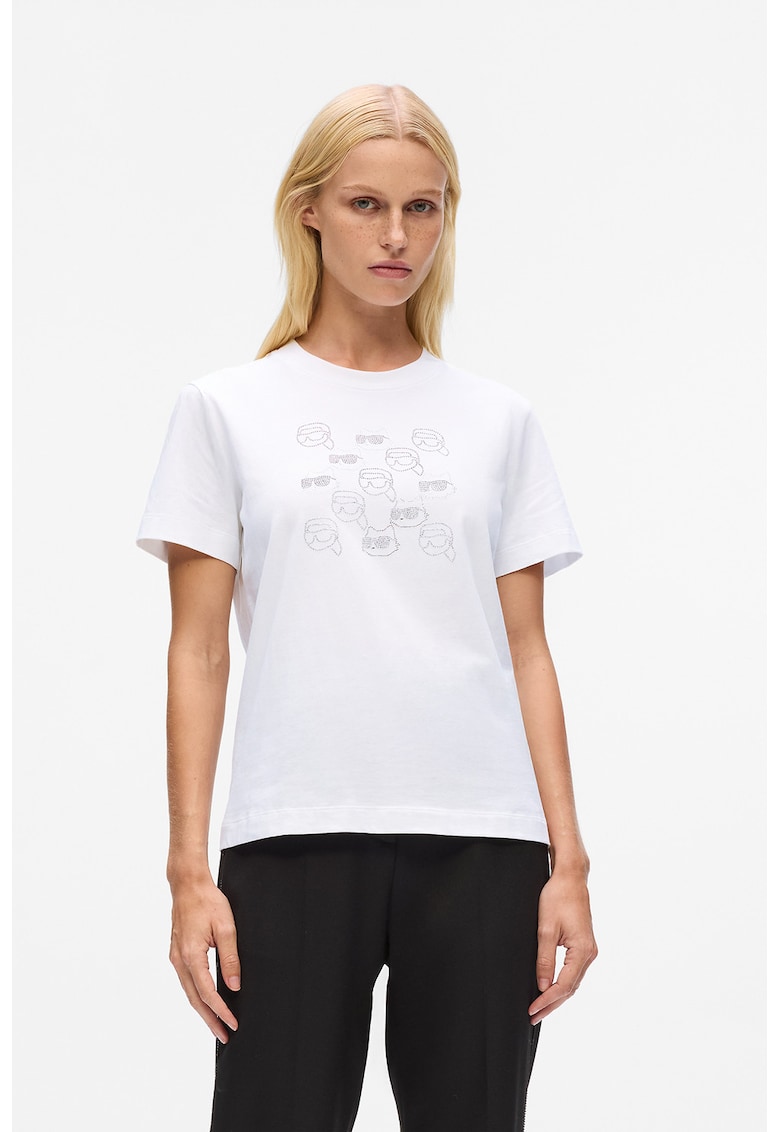 Tricou din bumbac organic cu strasuri - Alb optic