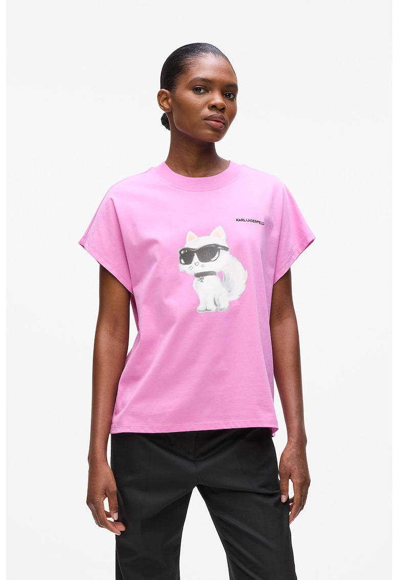 Tricou supradimensionat de bumbac organic - Alb/Roz