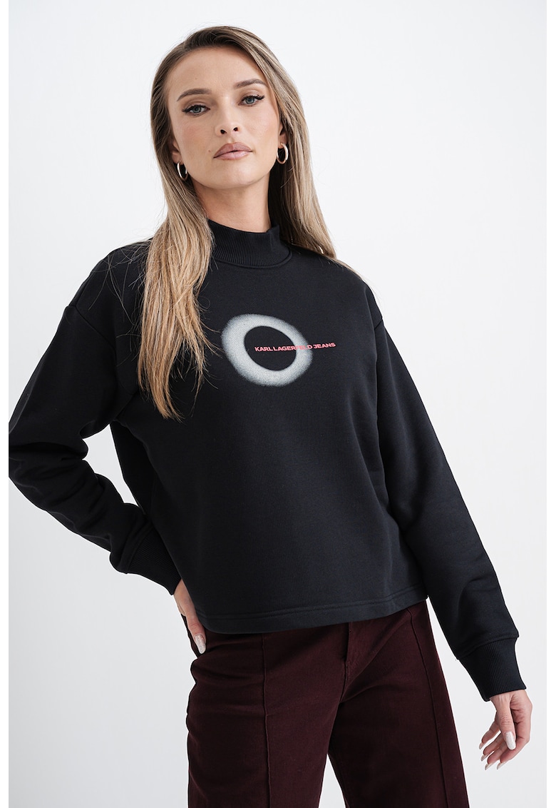 Bluza de trening cu decolteu la baza gatului si imprimeu logo