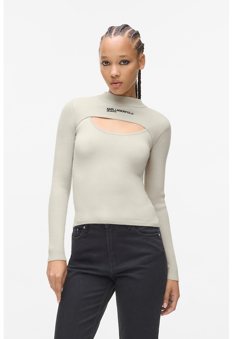 Pulover slim fit cu decupaj