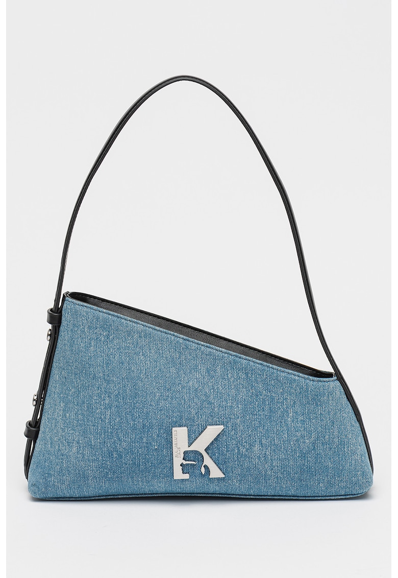 Geanta crossbody cu logo metalic si fermoar Geanta crossbody cu logo metalic si fermoar