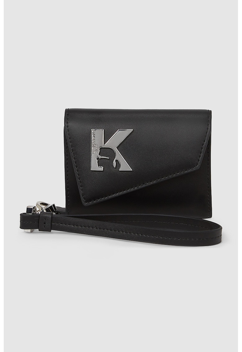 Portofel din piele cu logo metalic