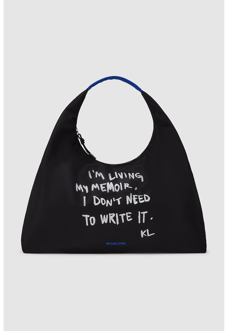 Geanta din material textil cu imprimeu text