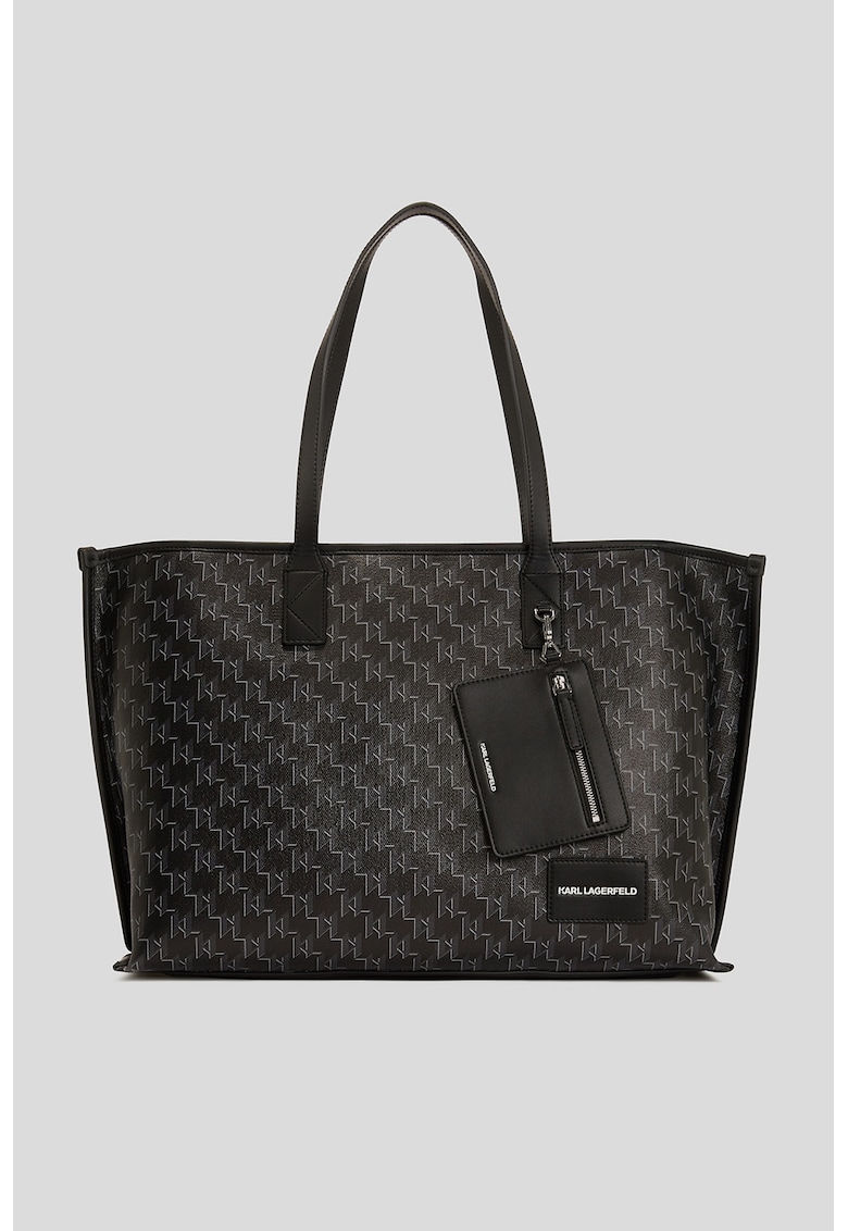 Geanta shopper de piele ecologica cu model monograma