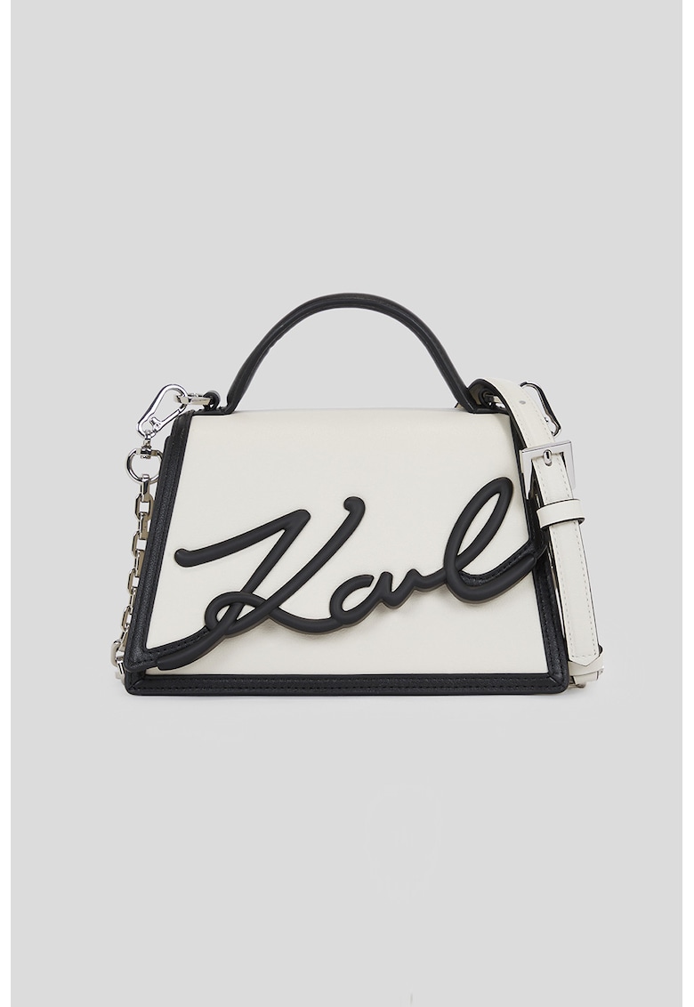 Geanta crossbody de piele cu logo supradimensionat