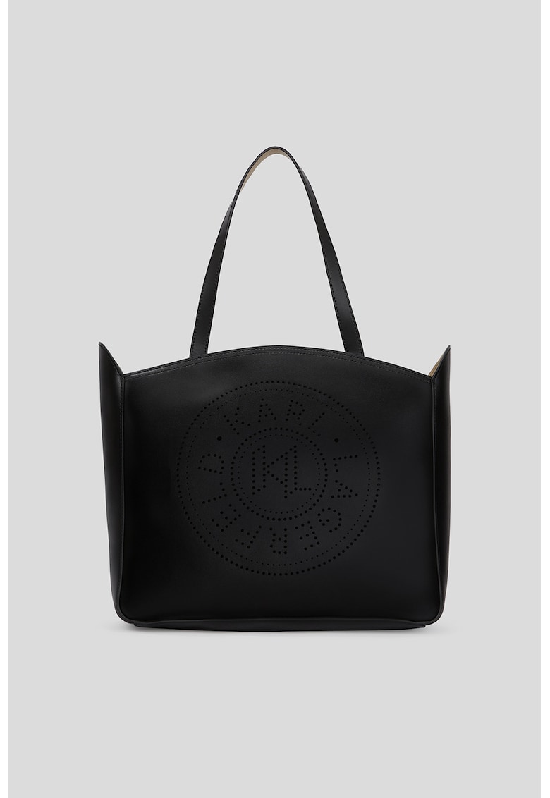 Geanta tote din piele cu logo cu perforatii