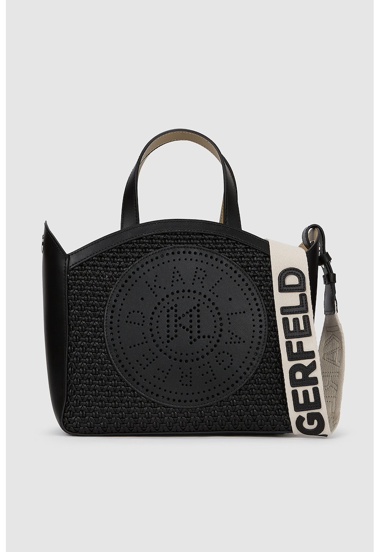Geanta de umar cu aspect croseta si bareta cu model logo
