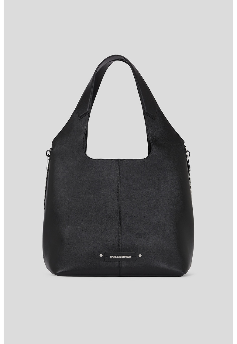 Geanta de piele cu bareta de umar si logo