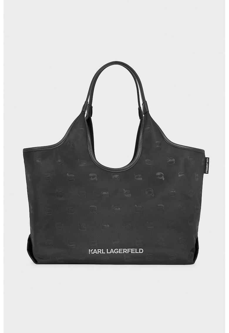 Geanta shopper cu model monograma si aplicatie detasabila