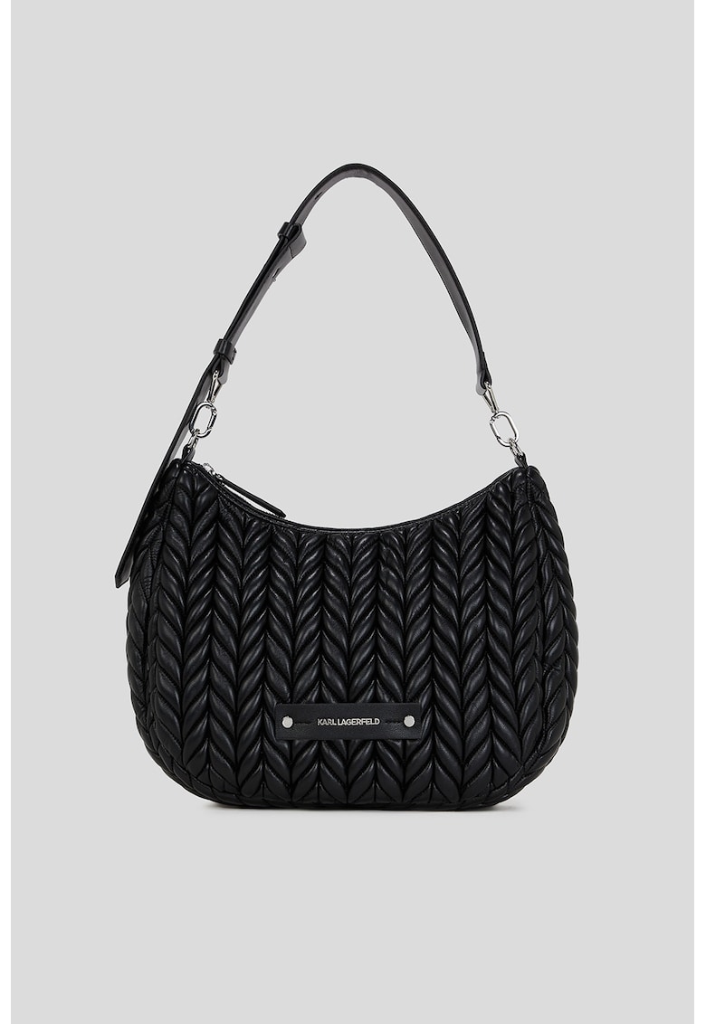 Geanta de piele ecologica cu bareta de umar - Negru