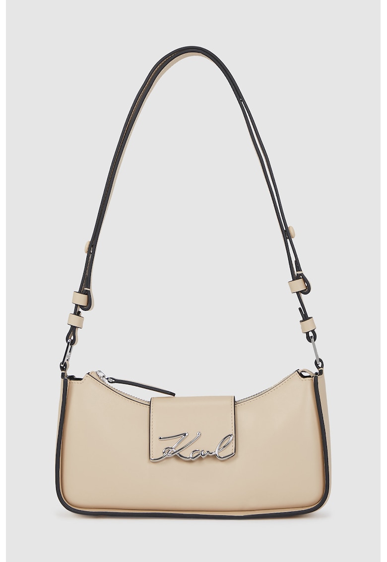 Geanta de piele cu maner si logo