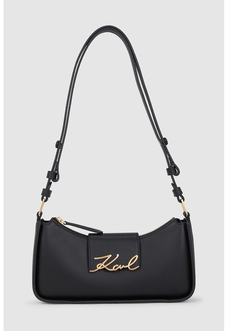 Geanta de piele cu maner si logo