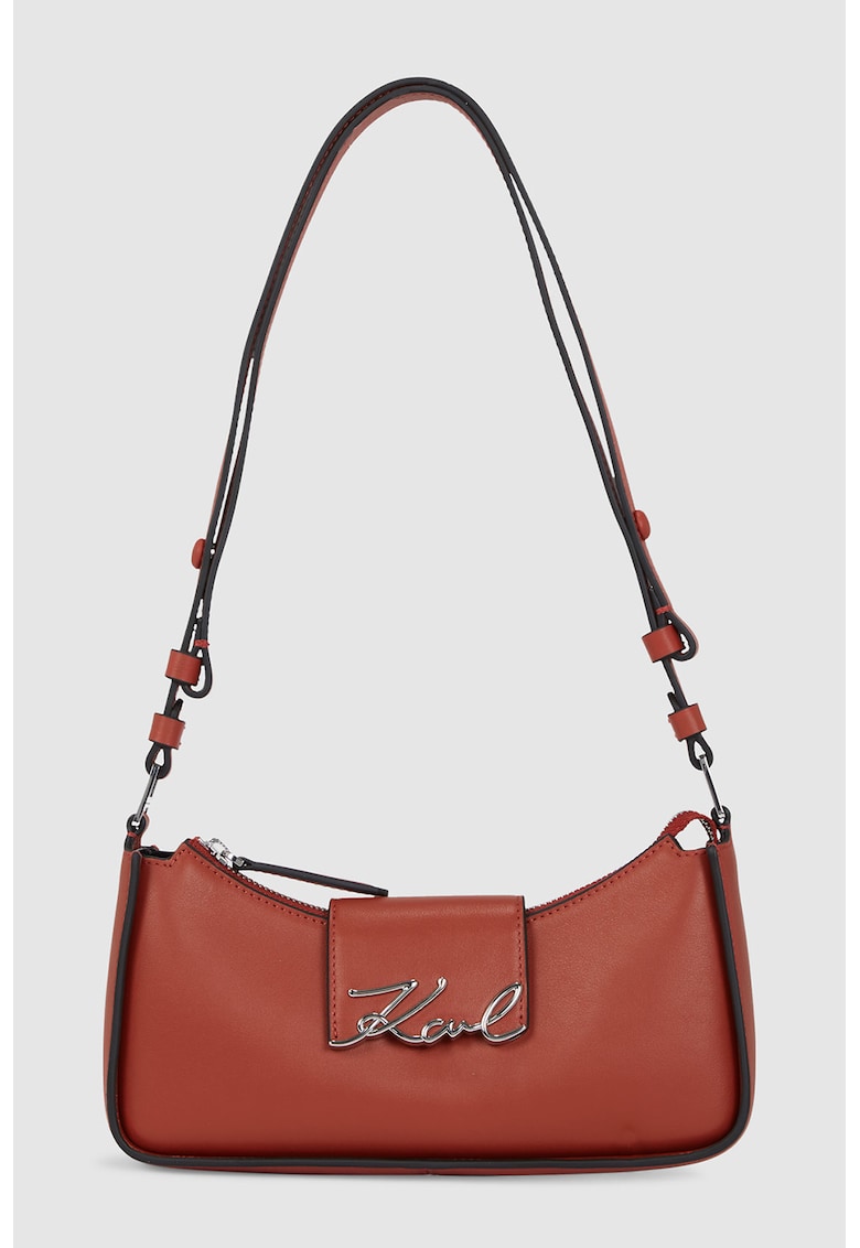 Geanta de piele cu maner si logo