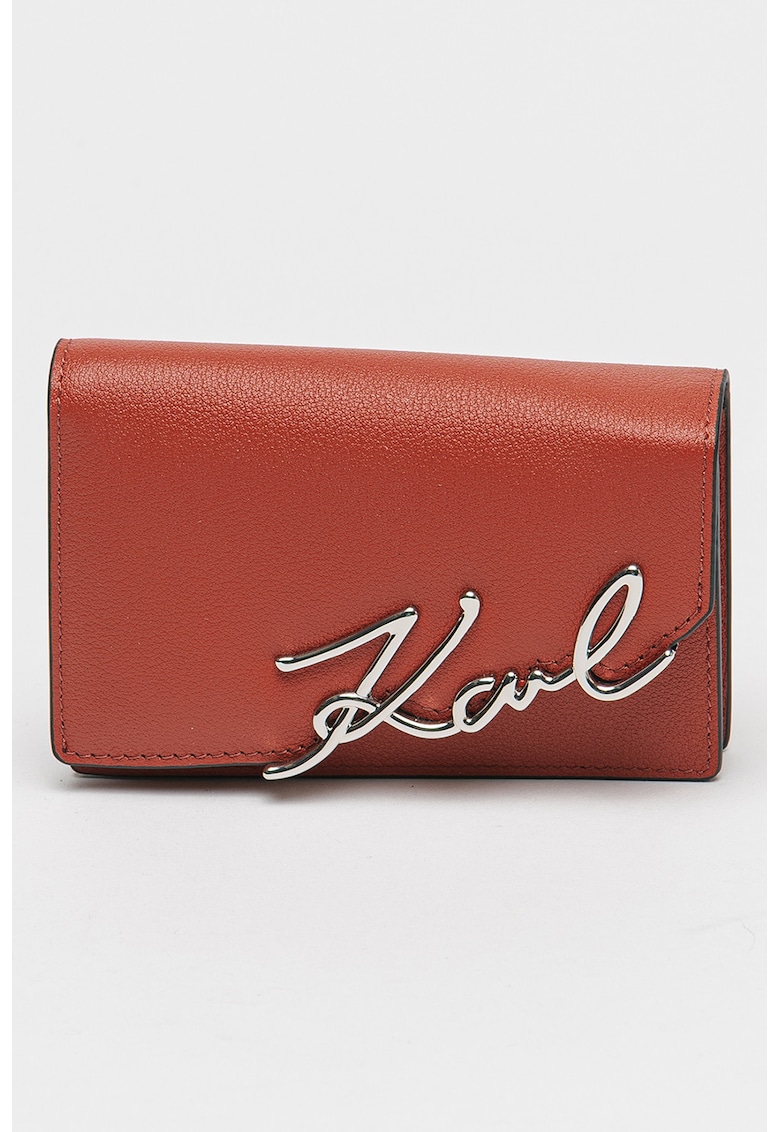 Portofel de piele cu logo metalizat