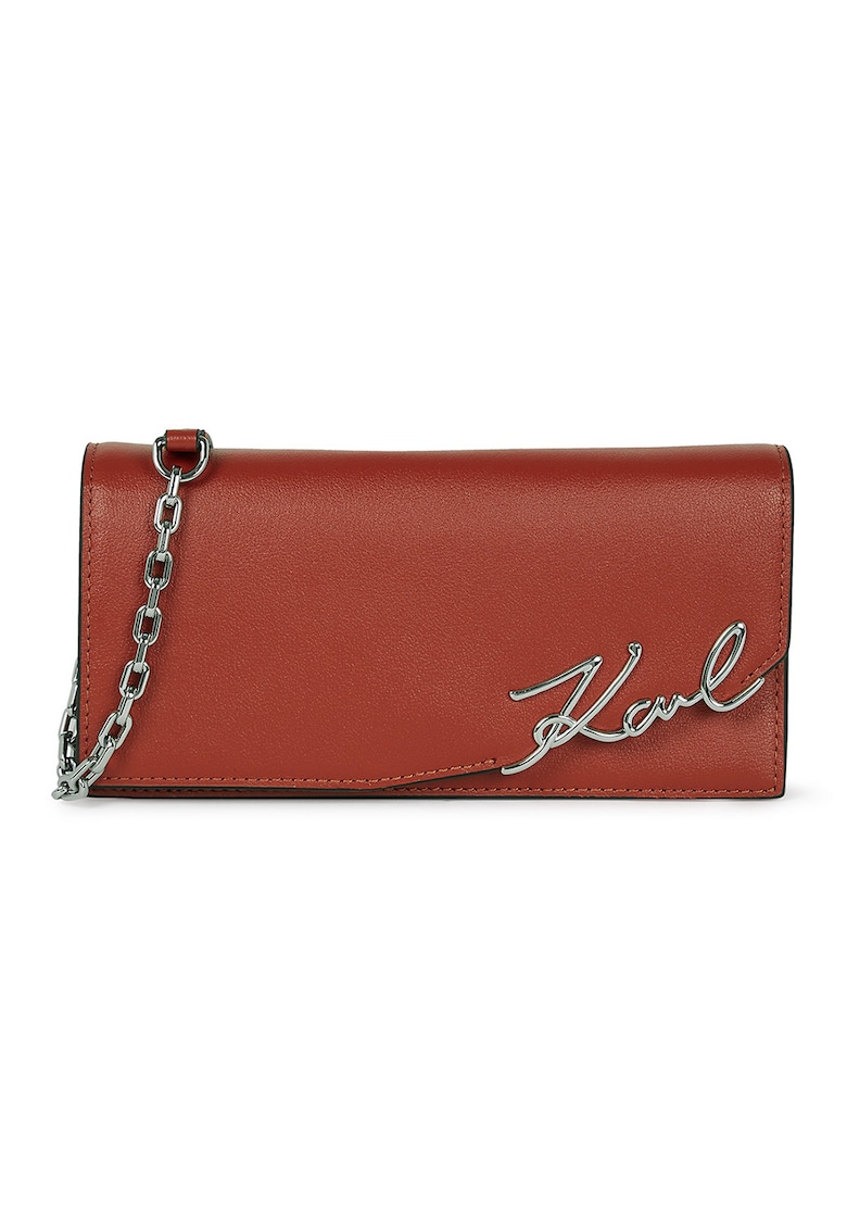 Geanta crossbody de piele cu bareta detasabila de lant Geanta crossbody de piele cu bareta detasabila de lant