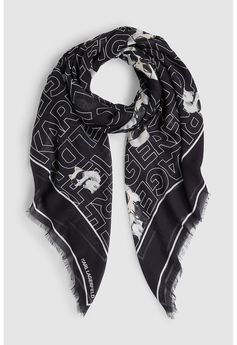 Esarfa din amestec de matase si modal cu model