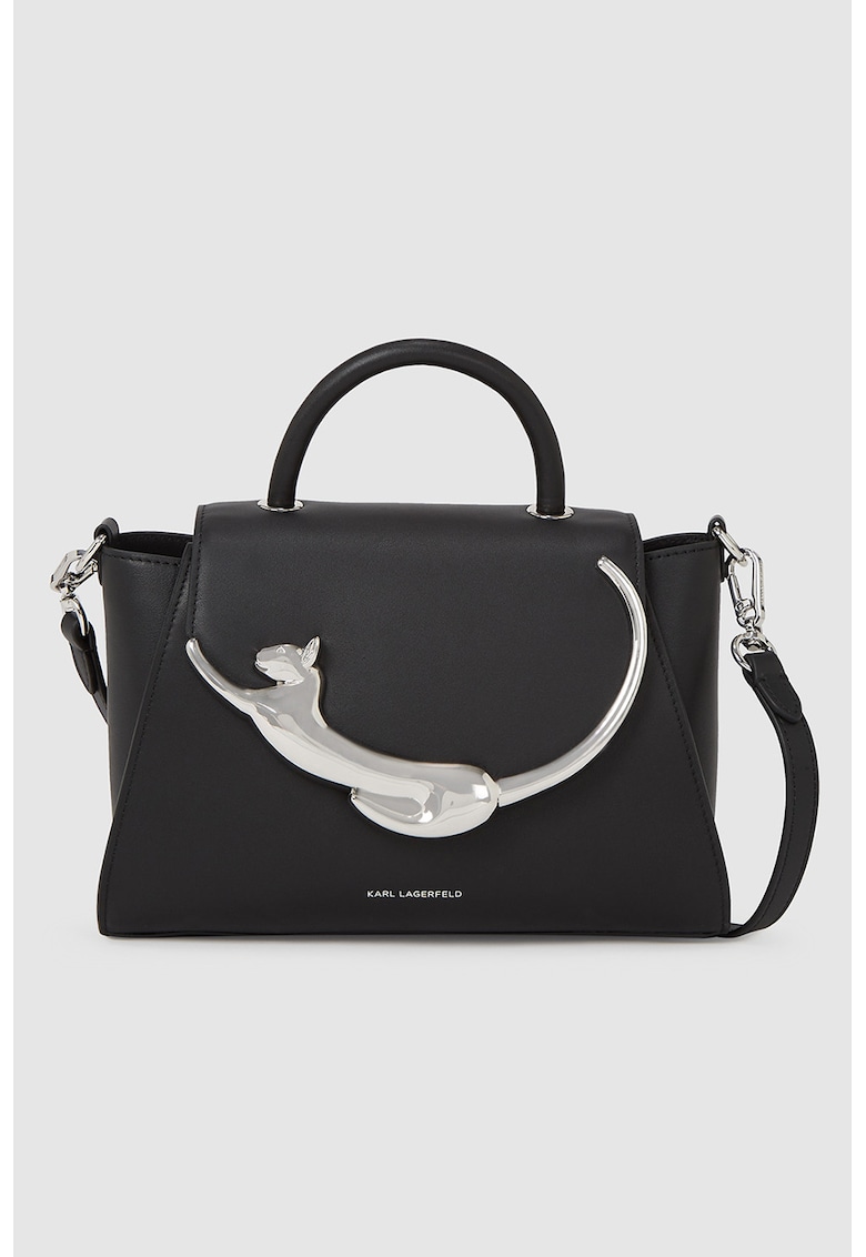 Geanta din piele cu maner si bareta de umar ajustabila