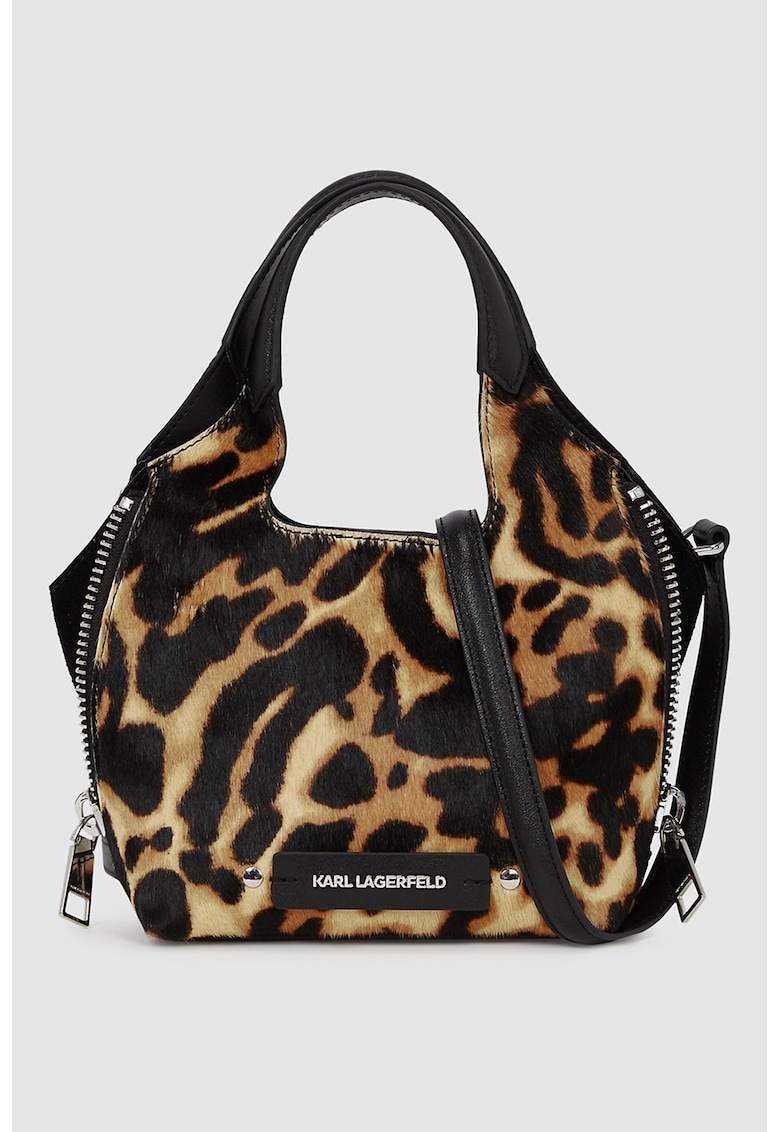 Geanta din piele cu bareta de umar si animal print